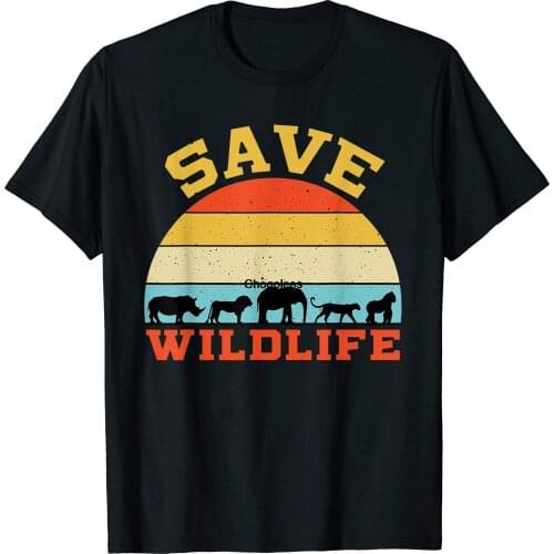 Save Wildlife Endangered Rhino Lion Elephant Tiger Gorilla T-Shirt