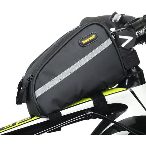 RHINOWALK Bicycle Waterproof Tube Saddle Bag Frame Bag Pannier Cycling Tube Pouch with Rain Cover Phone Holder Case 18.5*6.5*12