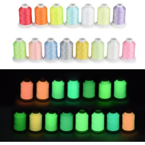 Glow in the Dark Sewing Embroidery Machine Thread Filament Luminated Yarn Polyester 500m*5,150d/2 Washable Eco-Friendly Recycle