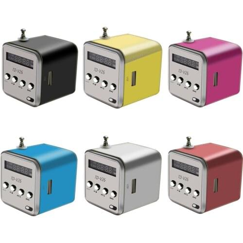 TD-V26 Mini Speaker Music Player Micro SD TF USB Portable FM Radio Stereo Loudspeaker for Phone Laptop Mobile PC MP3 W