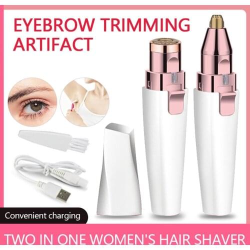 Womens Painless Hair Remover 2 in 1 Eyebrow and Painless Hair Remover Eyebrow Lips Nose Body Facial Hair Removal for Women L921