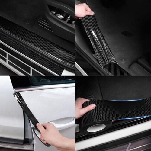 Carbon Fiber Car Sticker Protector Strip Nano Sticker Auto Door Sill Anti Scratch Tape Collision Scuff DIY Paste Protection Film