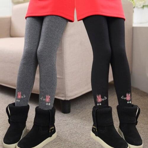 High Quality Girls Pants Winter Children Leggings Girls Thick Warm Elastic Waist Cartoon Print Colorful Cotton Girl Pants 4-16T