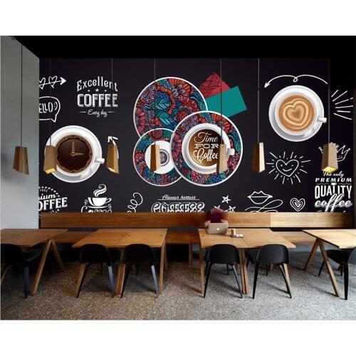 Wellyu Custom wallpaper 3d European and American hand-painted blackboard coffee mural coffee shop western restaurant background