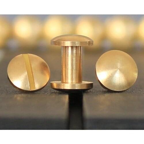 10pcs Solid Brass Binding Chicago Screws Nail Stud Rivets for Photo Album Leather Craft Studs Belt Wallet Fasteners 10mm Cap