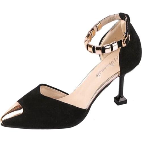 Cat With Hollow Pointed Shoes With A Buckle High Heels The 2019 Spring New Stiletto Baotou Sandals Female Middle