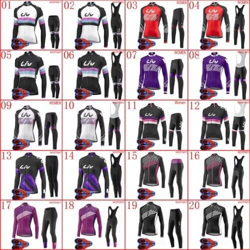 Womens Cycling Jersey Suit Spring /Autumn Long Sleeve Bicycle Shirt Bib Pants Set MTB Bike Outfits Racing Clothes Sports Uniform