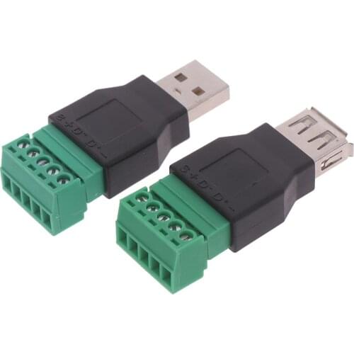 1Pcs Useful USB 2.0 Type A Male Female To 5p Screw Shield Terminal Plug Connector Adapter New Arrival
