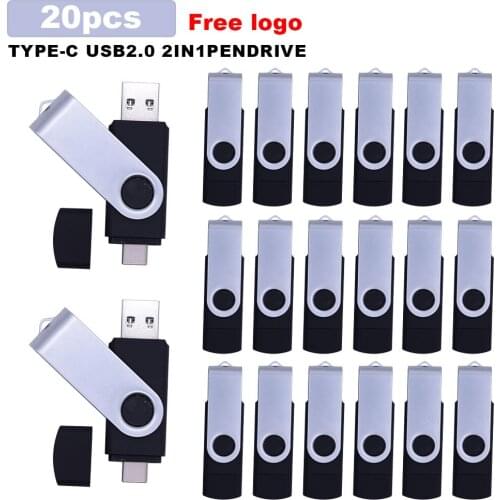 20pcs metal Type C pen drive 64GB 32GB cle usb flash drive 16GB 8GB OTG Type c pendrive 128GB memoria usb 2.0 stick 4GB flash