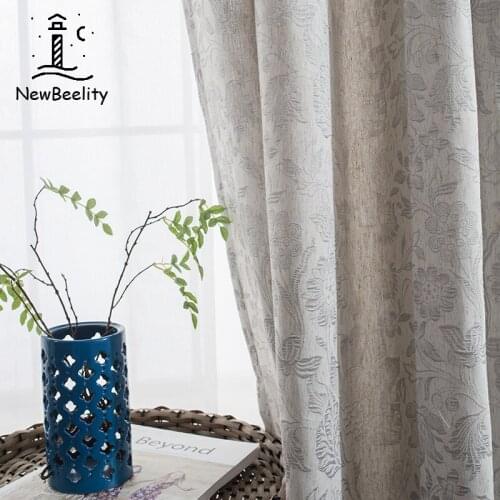 2021 High Level Linen Curtains for Living Room Djibouti Flower Curtain Fabric Plain Obscure New Chinese Style Bedroom Curtains