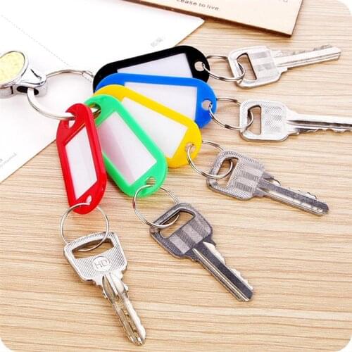 25/50/100 Pcs Ring Colorful Plastic Key Fobs Luggage ID Name Label Tag Keyring Keychain Classification Card Key Deduction Card
