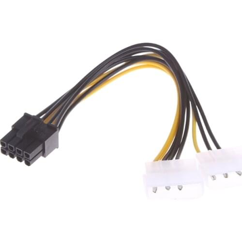 2x 4-Pin Molex LP4 To 8-Pin PCI Express Video Card ATX PSU Power Adapter Cable