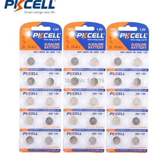 30 x G9 Batteries AG9 1.5V LR936 LR45 194 936 936a 394a 394 SR936SW LR936 Button Cell Batteria Watch battery