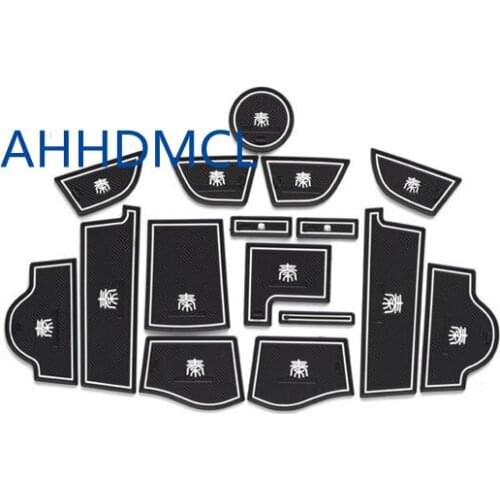 AHHDMCL Car Door Groove Mat Gate Slot Cup Armrest Storage Pad Mat For BYD Qin 2014 2015 2016