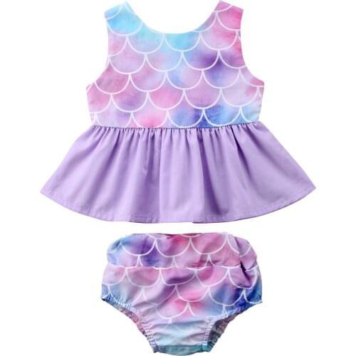Newborn Baby Girl Princess Mermaid Backless Tops + Triangle shorts Shorts Outfits Clothes