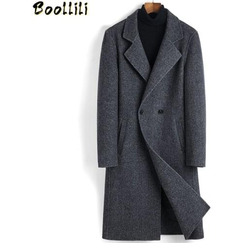 Boollili Long 100% Wool Coat Men Jacket Double Breasted Overcoat Clothes Mens Coats and Jackets Sobretudo Masculino