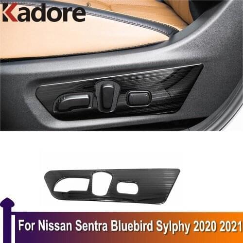 For Nissan Sentra Bluebird Sylphy Almera 2020 2021 Stainless Steel Car Seat Adjustment Cover Trim Interior Accessories
