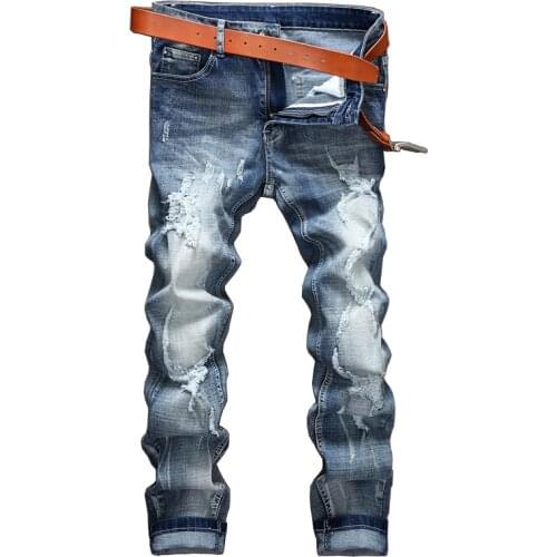 Gersri Men Stretch Jeans Light Blue Jeans Men Spring And Summer Brand Men Casual Lapel Men Slim Denim Trousers Jean For Male