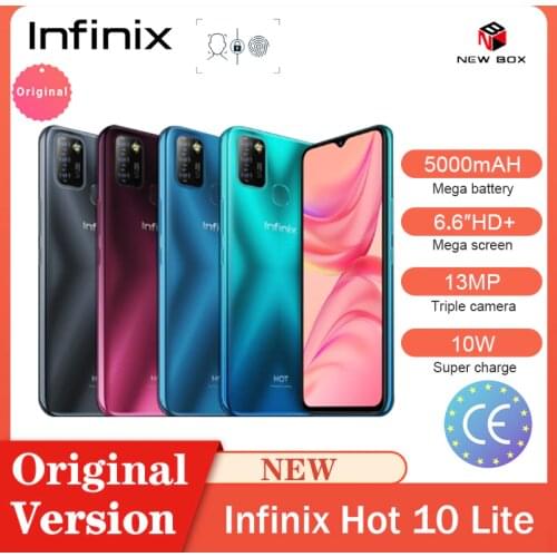 Infinix Hot 10 Lite Global Version 2GB 32GB Mobile Phone 6.6''HD 1600*720P 5000mAh Battery 13MP Camera Helio A20 Quad Core