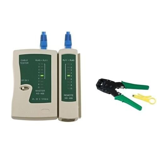 Professional Network LAN Cable Tester RJ45 RJ11 RJ12 Cat5 + Crimper