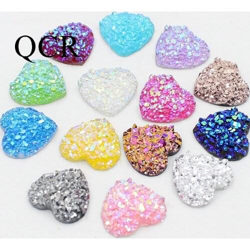 24pcs 12mm Resin Rhinestones AB Round/Heart Flatback Rhinestones Beads Scrapbooking Crafts Jewelry Accessories