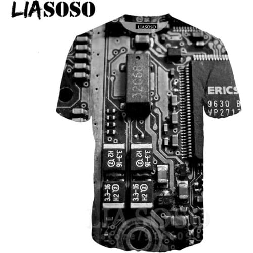 LIASOSO T-shirt Men Game 3D Print Unisex Tees Anime Shirts Fashion Circuit Board Cpu Logo Streetwear T shirt Harajuku Tshirt