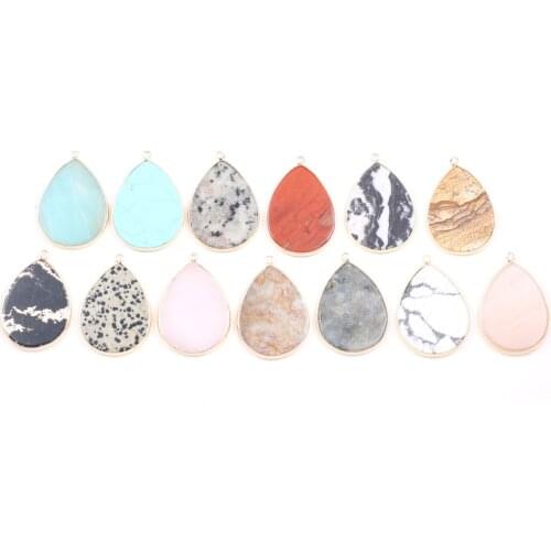 Natural Stone Pendant Fashion、 Water Drop-shaped Agates Pendant for DIY Jewelry Necklace Gift Charms Size 38x55mm