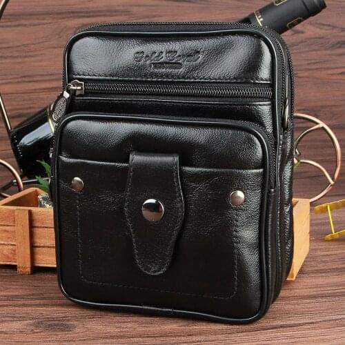 Gold coral hot new style male waist pack genuine leather handbag man bag shoulder bag small messenger bags for men cowhide