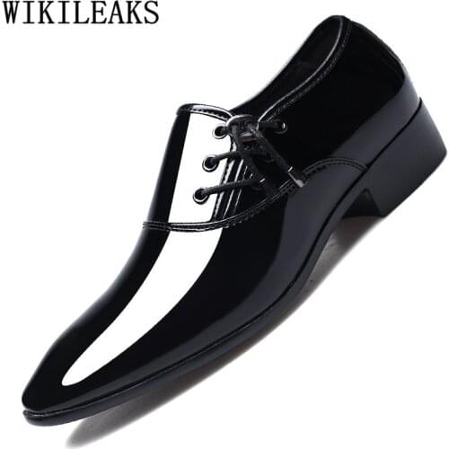 Mens Dress Shoes Patent Leather Pointed Toe Men Party Wedding Shoes Derby Shoes Oxford Shoes For Men Zapatos De Vestir Hombre