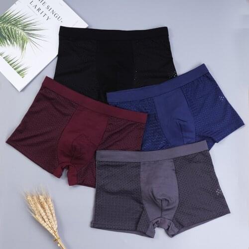 Mens Mesh Boxer Shorts U Convex 3D Underwear Ice Silk Cool Ssoft Healthy Natural Comfortable Breathable Skin-Friendly Panties