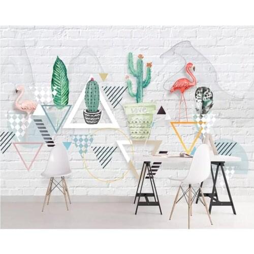 Beibehang Wallpaper minimalistic abstract watercolor plant brick wall painting Nordic TV background wall decorative 3d wallpaper