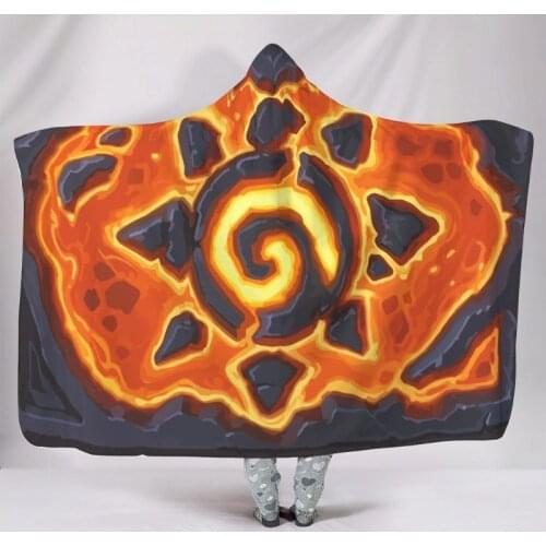 Hearthstone Card Printed Hooded Blanket Warm Soft Microfiber Wearable Blanket for Adult Kids All Seasons Bedding Throw Blankets