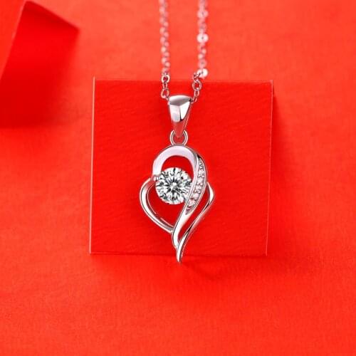 Passed Diamond Test 0.5ct Moissanite 925 Sterling Silver Heart Dazzle Pendant Necklace Women Fashion Cocktail Party Jewelry