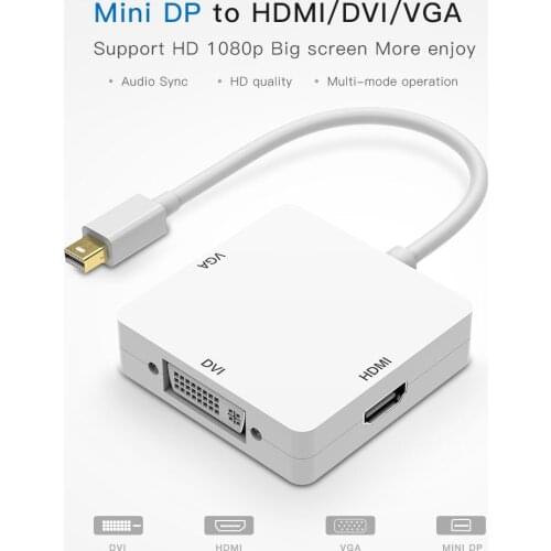 3 in1 Thunderbolt Mini Displayport DP to HDMI DVI VGA Adapter Display port Cable for apple MacBook Pro Mac Book Air