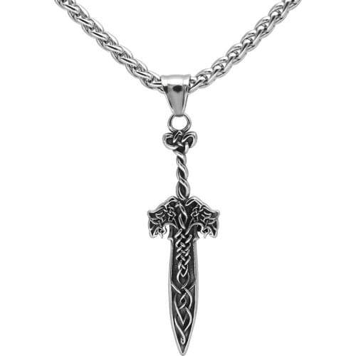 Viking Gift for men Viking Sword Wolf stainless steel Nordic viking Pendant jewelry
