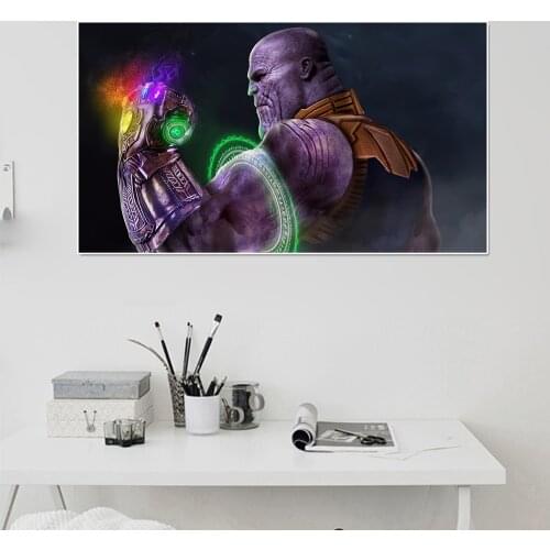 Marvel Avengers Movie Posters Thanos Infinite Gloves Anime Canvas Painting Wall Art Picture Living Kids Room Home Decoration