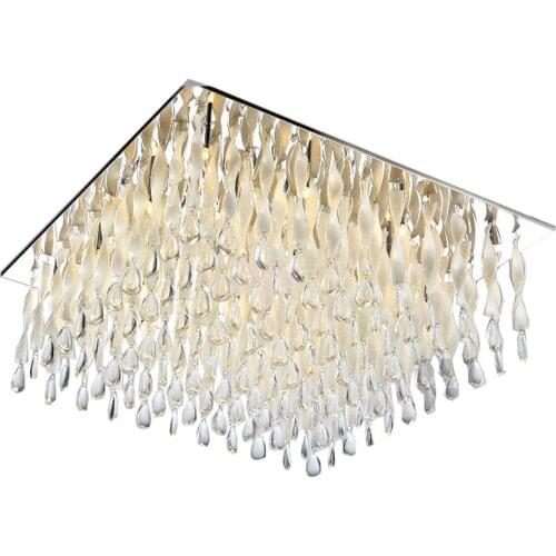 Glass Sticks Square LED Living Room Ceiling Lamp European Noble Meeting Room Bedroom Lobby Parlor Restaurant Ceiling Lamp