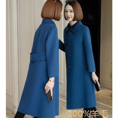 Casual Woman Loose Wool Coat 2021 Fashion Ladies Autumn Long Sleeve Thick Warm Woolen Coat Female Outwear Casaco Feminino Y517