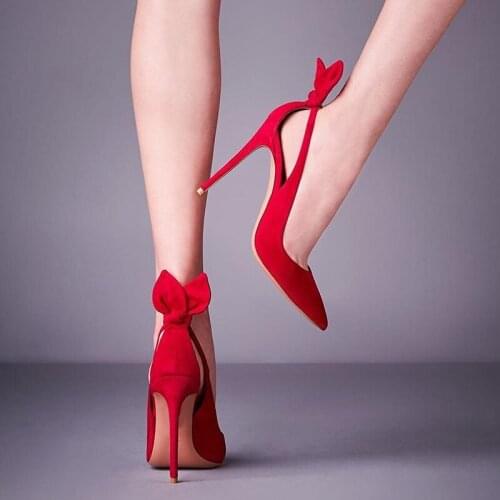 Chic Rabbit Ears Women Shoes High Heel Black Red Nude Pumps Sexy Pointy Toe Kid Suede Ladies Party Wedding Shoes dames schoenen