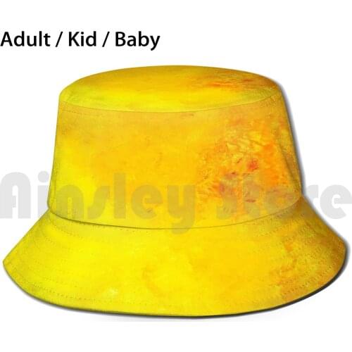 Yellow Abstrac One Sun Hat Foldable UV Protection Abstract Acrylic Paint Modern Art Yellow Flaming Bright