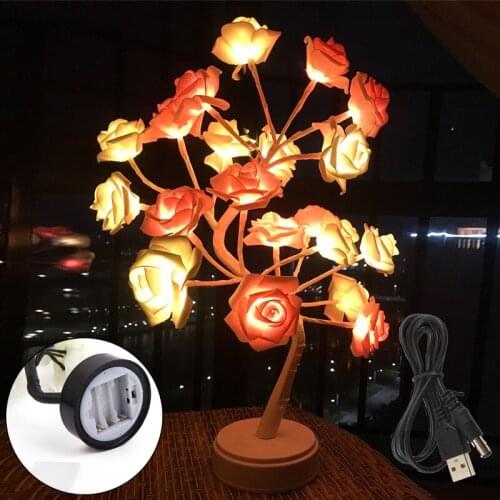 LED Table Lamp Rose Flower Tree USB Night Lights Home Decoration LED Desk Lighting Parties Xmas Christmas Wedding Bedroom Decor