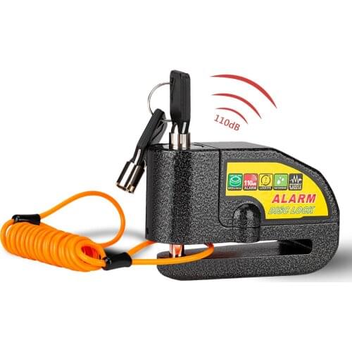 110db Loud Security Motorcycle Bike Alarm Sound Lock Motorcycle Disc Brake Waterproof Bicycle Lock + Reminder Rope Keyed Padlock