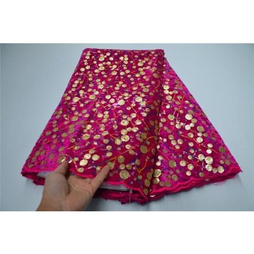 High Quality African Tulle Lace Fabrics French Net Lace Sequins Wedding Nigerian Lace Fabrics African Lace Fabric FLP-1052