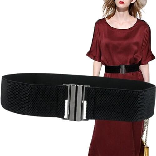 Womens Stretch Buckle Dresses Waist Belt For Women Leisure Red Black Wide Elastic Corset Cinch Waistband Ceintures Hot Sale
