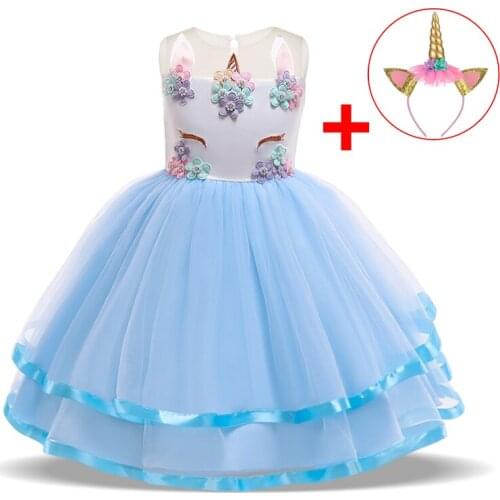 2021 Carnival Unicorn Party Dress Vestidos Baby Girl Tutu Dress Kids Dresses For Girls Clothes Cosplay Birthday Princess Dress