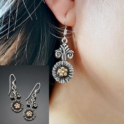 Bohemian Fashion Creative Sun Flower Earrings Retro Gold and Silver Two Color Simple Earrings for Ladies Luxury Jewelry