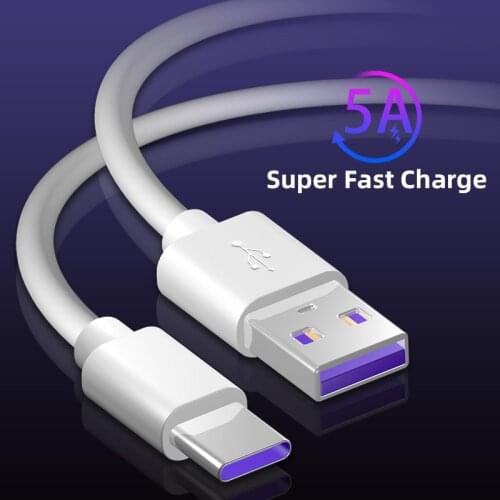 Fast Charge 5A USB Type C Cable For Samsung S20 S9 S8 Xiaomi Huawei P30 Pro Mobile Phone Charging Wire USB-C Charger Cable