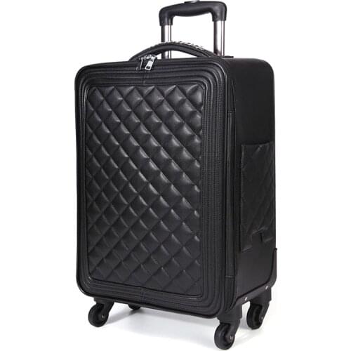 Women Retro luggage series 16/20/24 size PU Handbag and Rolling Luggage Men Lingge Spinner brand Trolley Suitcase vs Travel Bag