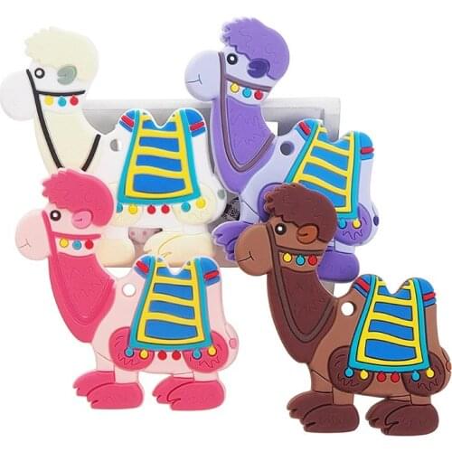 Chenkai 10PCS Silicone Camel Teether Smoothing Cartoon Pacifier For Baby Sensory Nursing Necklace Bracelet Jewelry Accessories