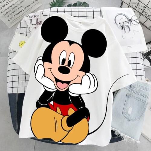 Disney cartoon Mickey Tshirt Tops Summer casual oversized Women T-shirts Ulzzang hip hop Streetwear Harajuku short sleeve tshirt